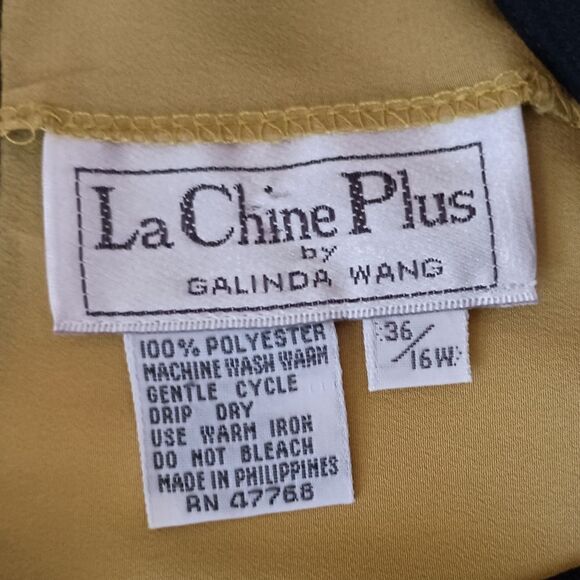 Galinda Wang Career Blouse 16W Silky Plus Size Colorblock Office Siren Corpcore - Picture 7 of 15